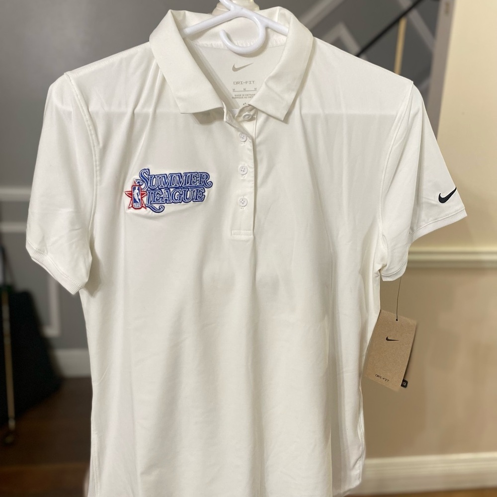 Nike Men’s White Polo Shirt with Signature NBA